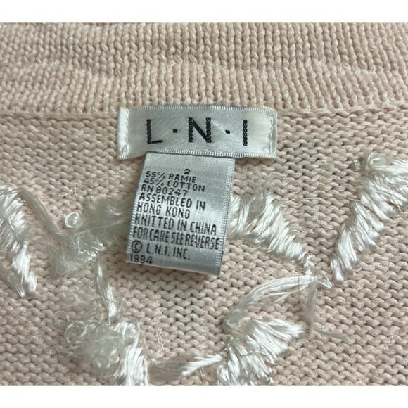 L.N.I. Vtg Pink White Embroidered Sweater Sz 2 Preppy Barbiecore Librarian - Picture 11 of 11